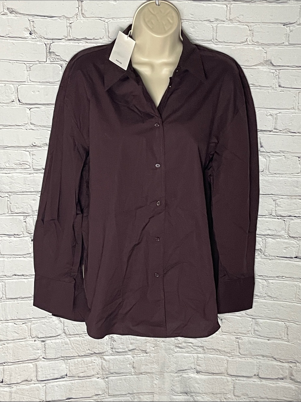 Mango Women's Button-Down Shirt in Plum